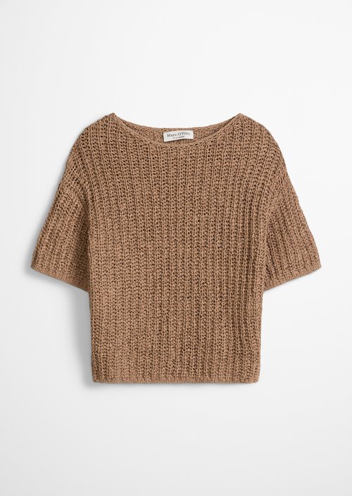 Short sleeve knitted sweater boxy — Burnt Brown