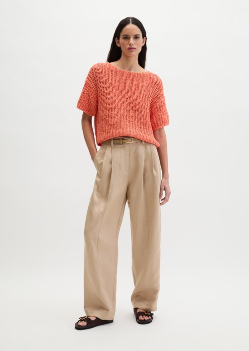 Short sleeve knitted sweater boxy — Warm Orange