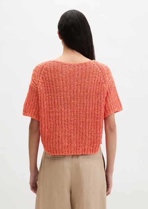 Short sleeve knitted sweater boxy — Warm Orange