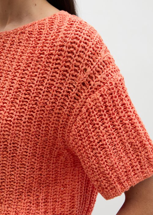 Short sleeve knitted sweater boxy — Warm Orange