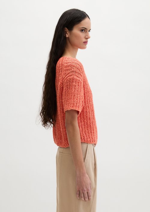 Short sleeve knitted sweater boxy — Warm Orange