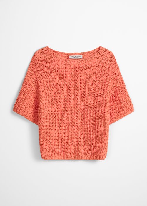 Short sleeve knitted sweater boxy — Warm Orange