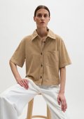 Leather shirt regular made from soft goat suede leather - beige