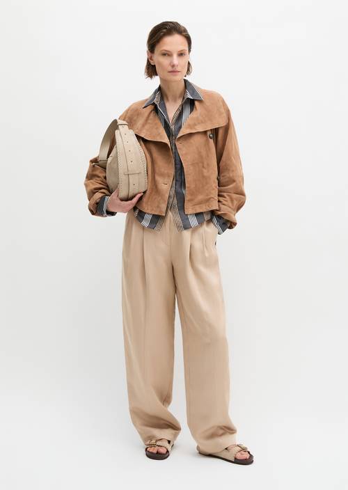 Leren trenchcoat relaxed Sandpaper in vooraanzicht