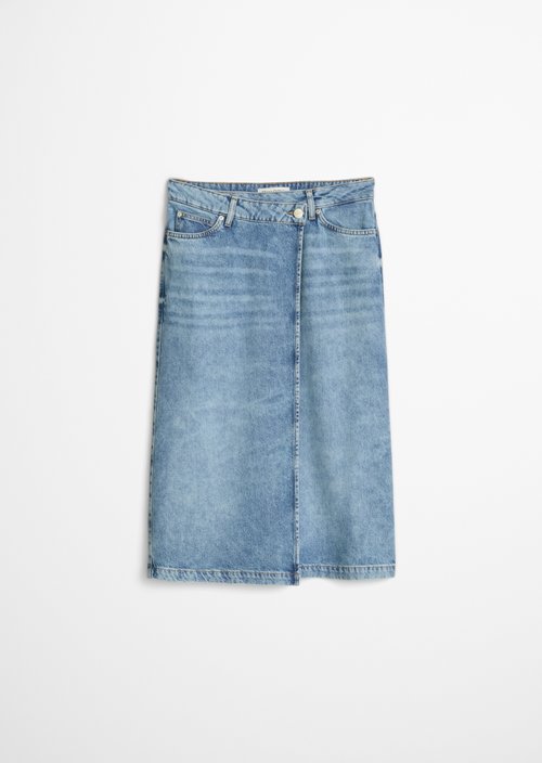 X-front denim skirt A-shape — Light Blue