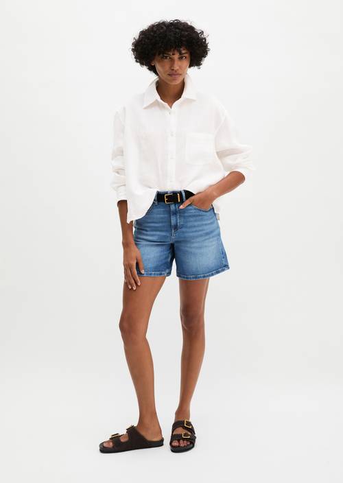 Normale denim shorts Dark Blue in vooraanzicht