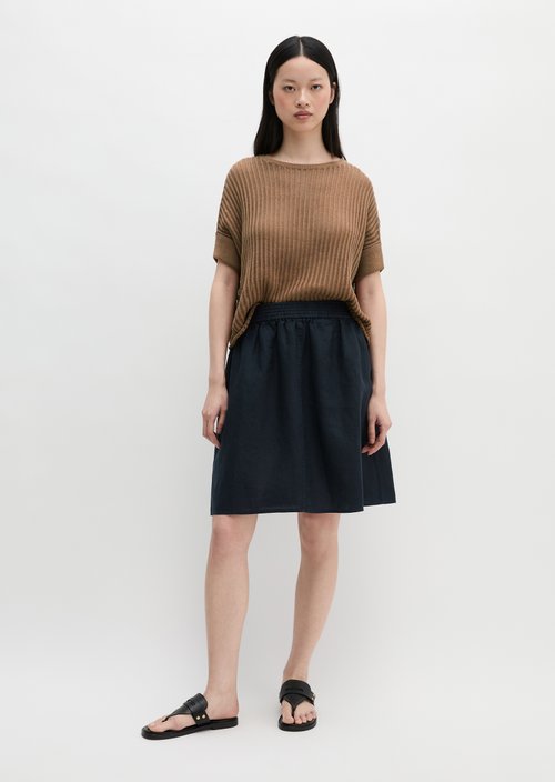 Linen skirt flared — Deep Night Blue