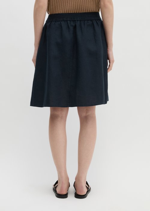 Linen skirt flared — Deep Night Blue