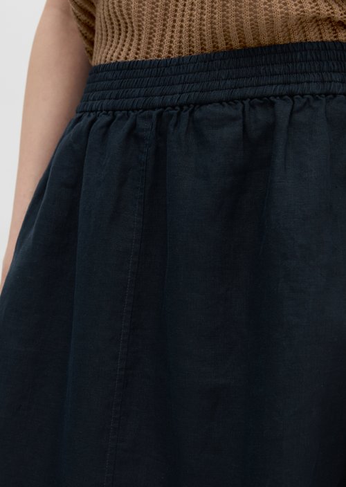 Linen skirt flared — Deep Night Blue