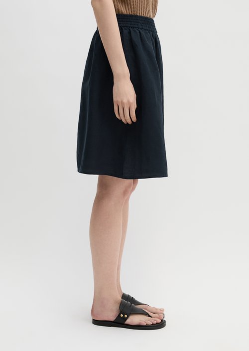 Linen skirt flared — Deep Night Blue