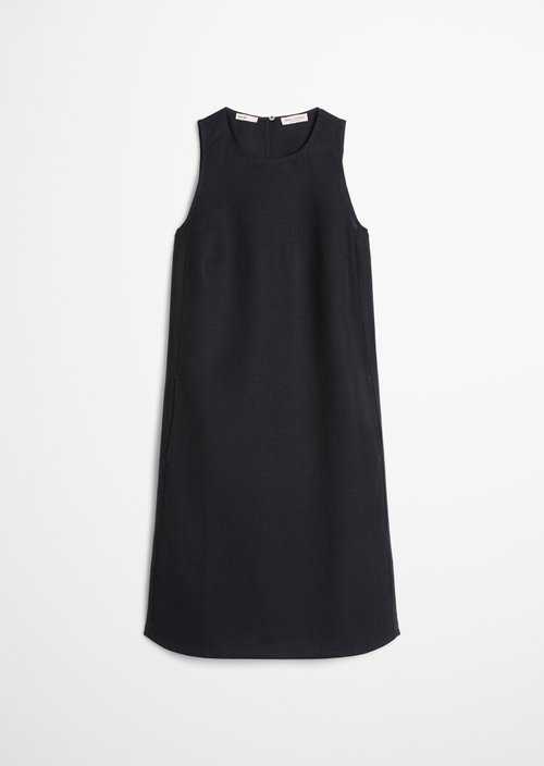 Linen sheath dress shaped — Deep Night Blue