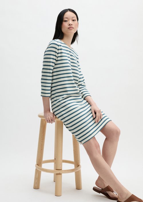 Striped jersey dress loose — Medium Blue