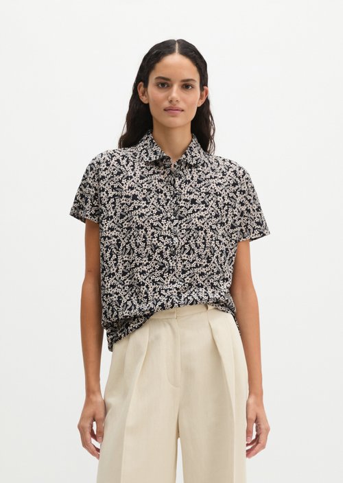 Regular jersey polo blouse — Black