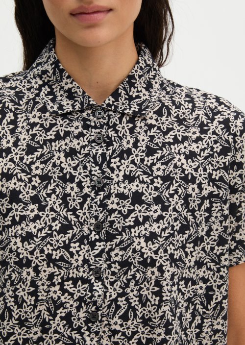 Regular jersey polo blouse — Black