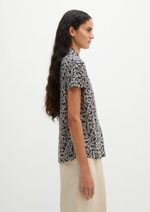 Regular jersey polo blouse — Black