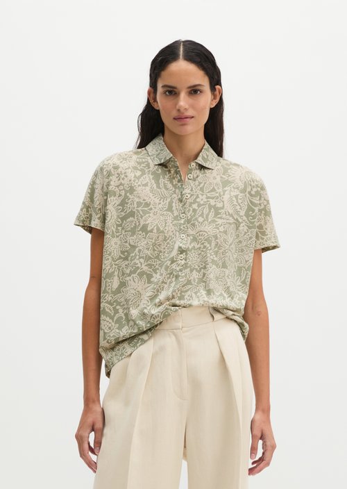 Regular jersey polo blouse — Light Green