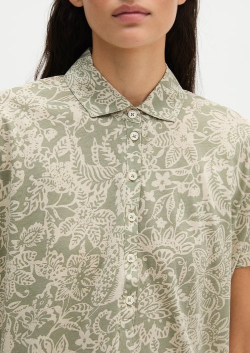 Regular jersey polo blouse — Light Green
