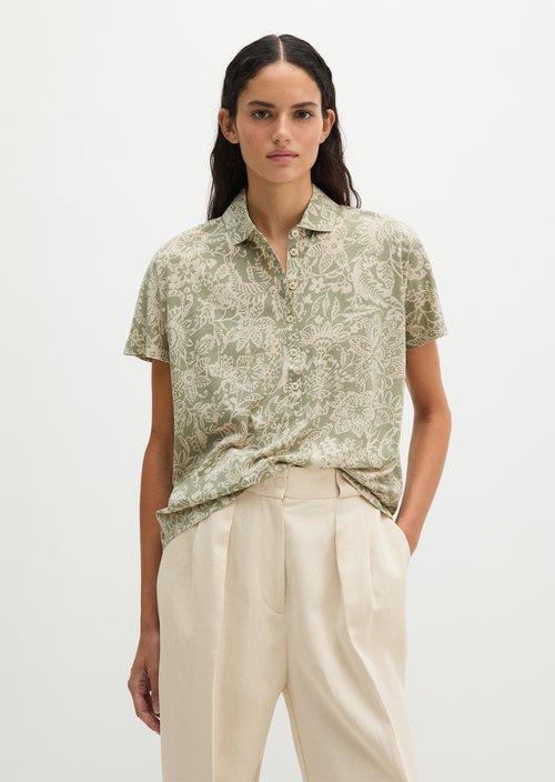 Regular jersey polo blouse — Light Green