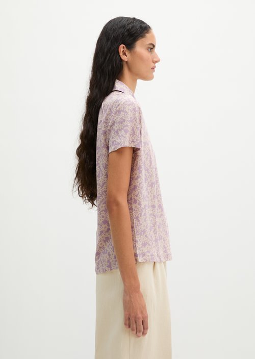 Regular jersey polo blouse — Light Pink
