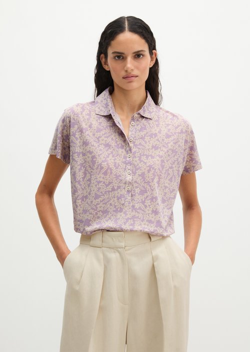 Regular jersey polo blouse — Light Pink