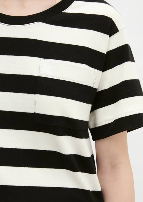 Gestreept T-shirt los Dark Blue in detailaanzicht