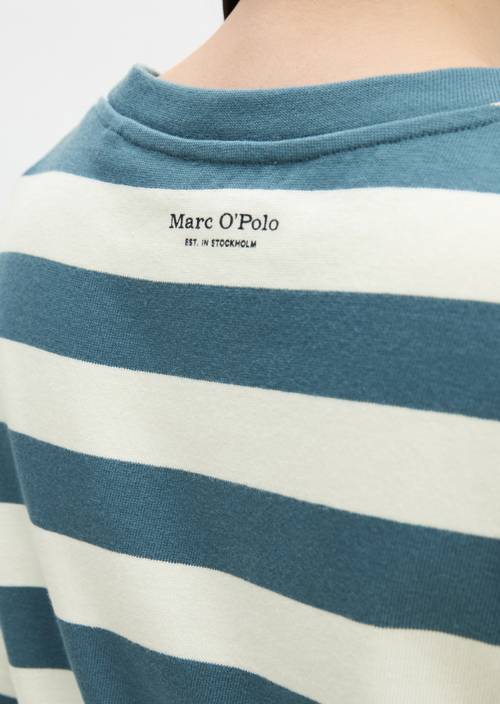 Gestreept T-shirt los Light Blue in detailaanzicht