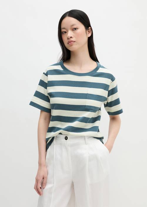 Gestreept T-shirt los Light Blue in vooraanzicht