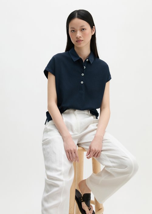 Loose polo shirt — Deep Night Blue