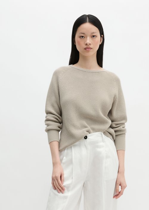Round neck sweater loose — Linen Beige