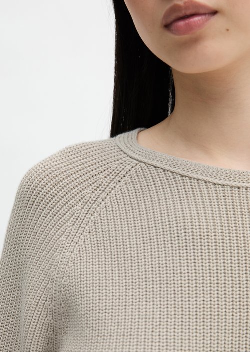 Round neck sweater loose — Linen Beige