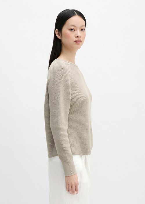 Round neck sweater loose — Linen Beige