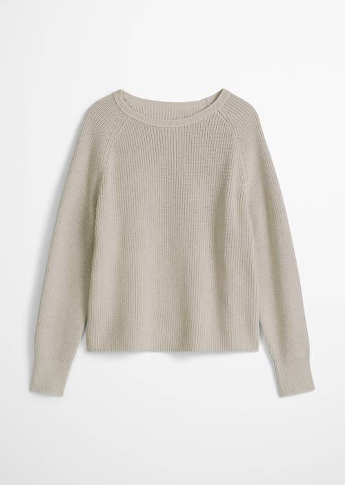 Rundhalspullover loose Linen Beige in freigestellter Ansicht ohne Model