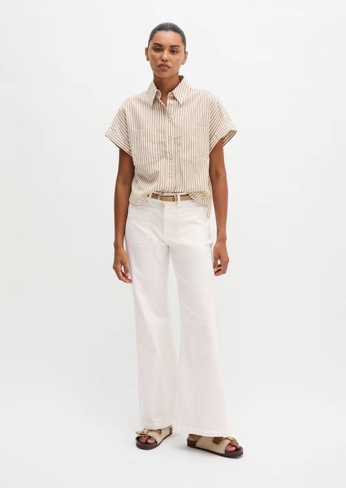 Luźna bluzka w paski Light Beige w widoku z przodu