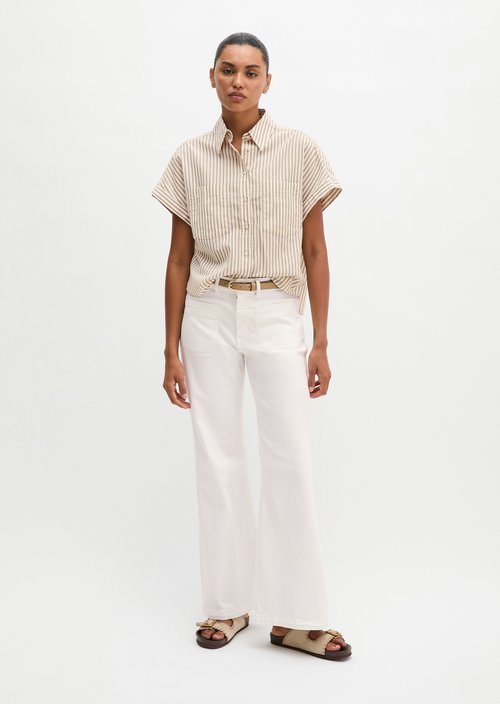 Relaxed striped blouse — Light Beige