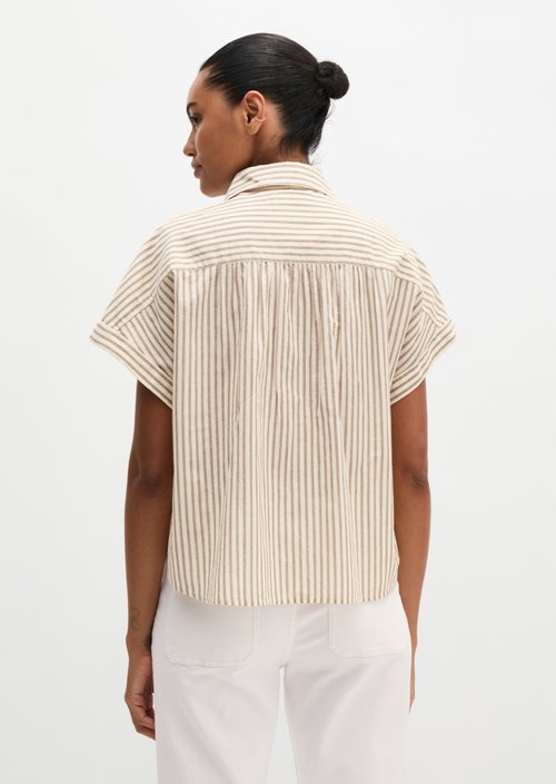 Relaxed striped blouse — Light Beige