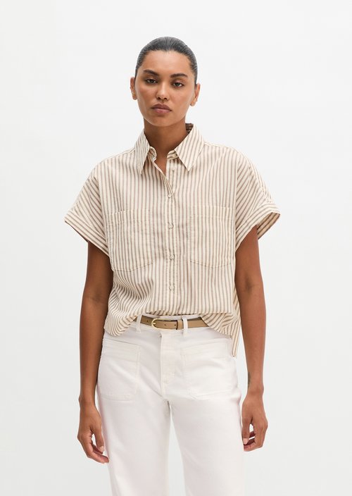 Relaxed striped blouse — Light Beige