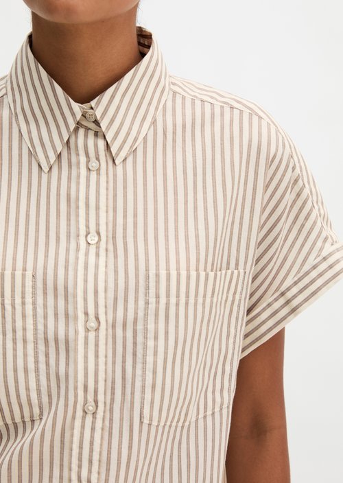 Relaxed striped blouse — Light Beige