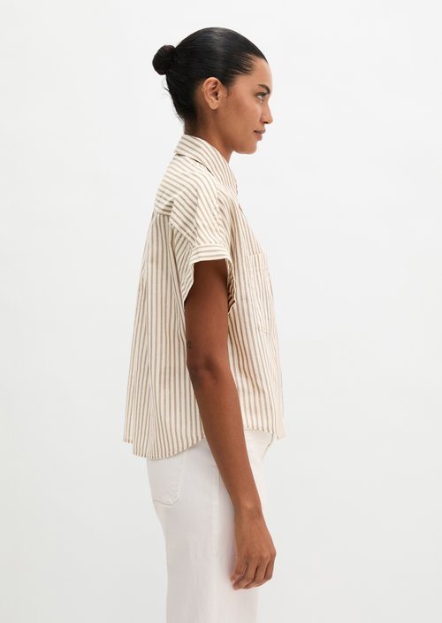 Relaxed striped blouse — Light Beige