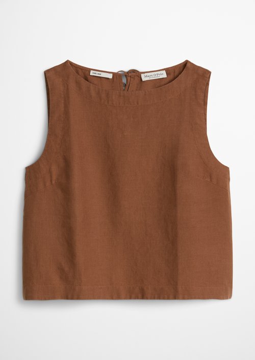 Sleeveless linen blouse regular — Burnt Brown