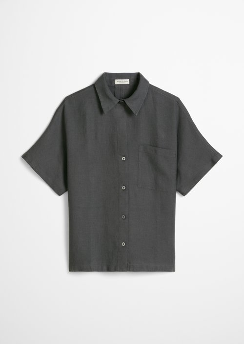 Regular short-sleeved linen blouse — Oxide Grey
