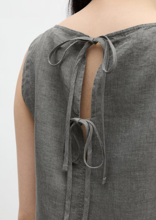 Sleeveless linen blouse regular — Slate Grey Melange
