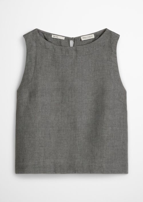 Sleeveless linen blouse regular — Slate Grey Melange