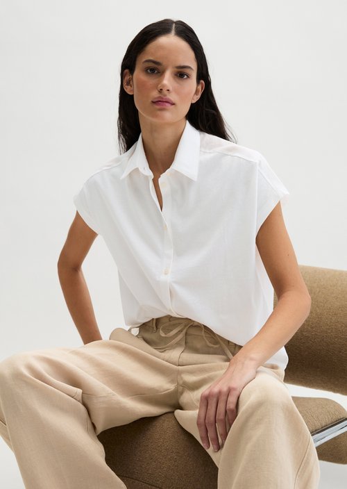 Jersey blouse wide — White Cotton