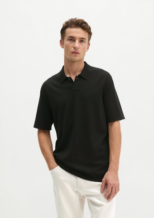 Regular knit polo shirt — Black