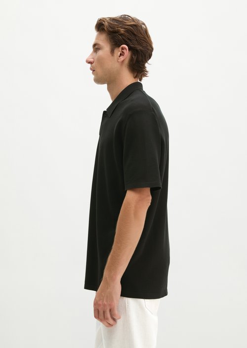 Regular knit polo shirt — Black