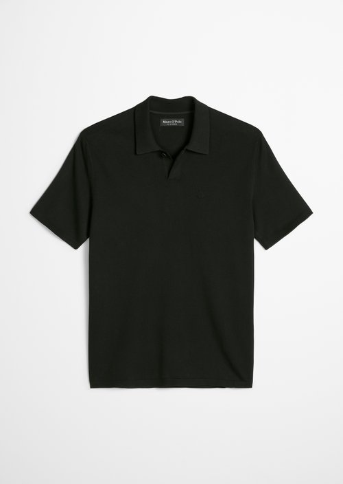 Regular knit polo shirt — Black
