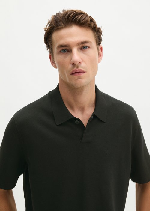 Regular knit polo shirt — Black
