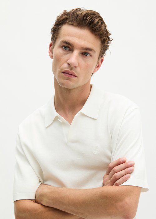 Regular knit polo shirt — Silky White