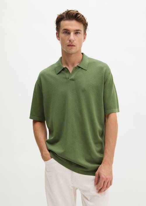 Strick-Poloshirt regular Sage Green in Frontalansicht
