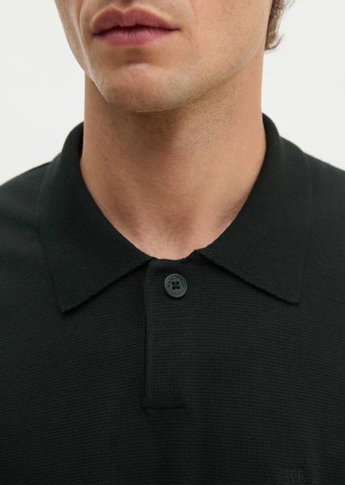 Strick-Poloshirt regular Dark Navy in Detailansicht